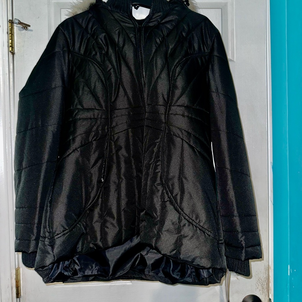 Black with faux fur jacket new
